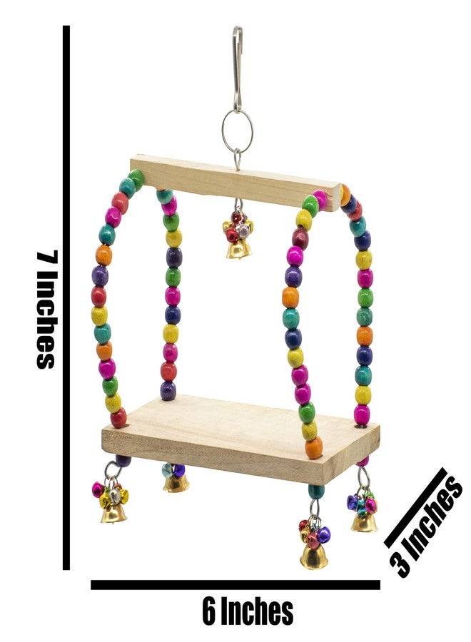 PETZOO Wooden Swing Resting Toy Perch for Bird Cage Resting Toy for Parrots, Finches, Budgies, Love Birds, Parrots, Conure, African Grey, Cockatiels - Image 4